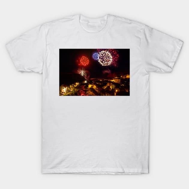 Staithes Fireworks T-Shirt by davehudspeth